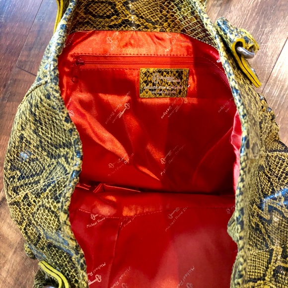 MICHAEL ROME Designs Yellow Snakeskin Leather Bag - Picture 6 of 7